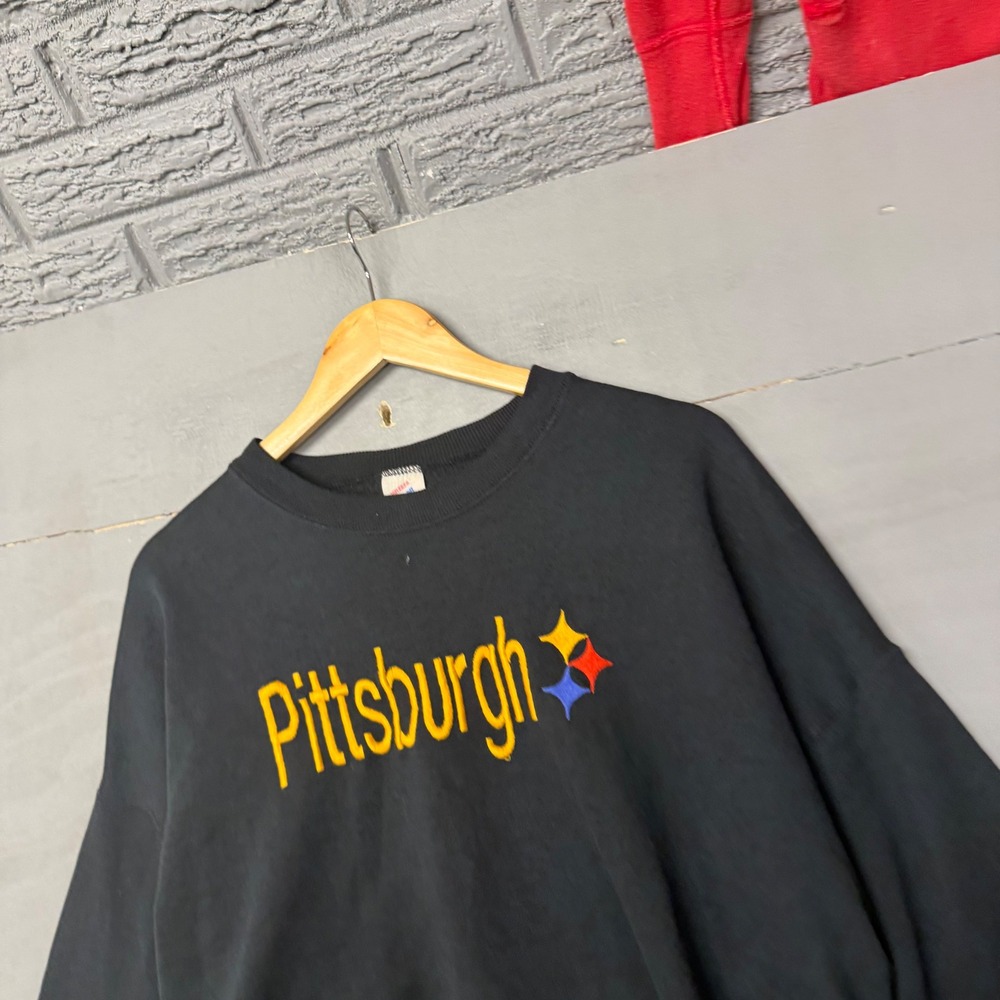 Vintage Russell Athletic Pittsburgh Sweatshirt Black 2XL Super Sweats Made in US